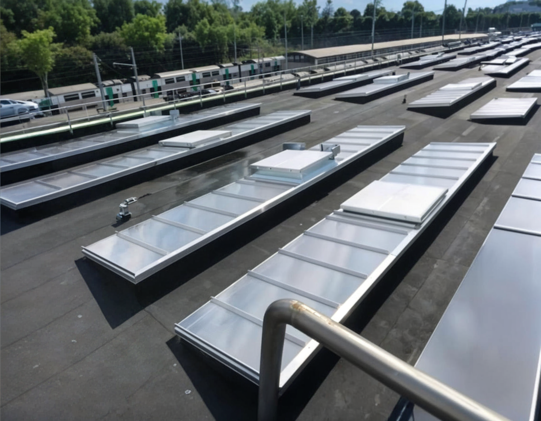 verrières de toit en polycarbonate sur toit plat