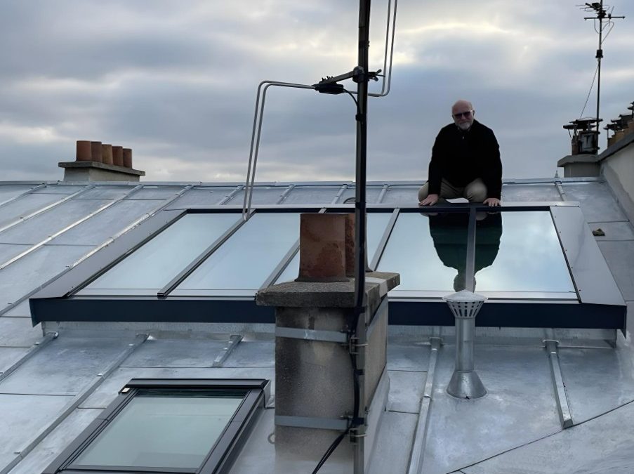 Verriere de toiture zinc monopente avec contrôle solaire