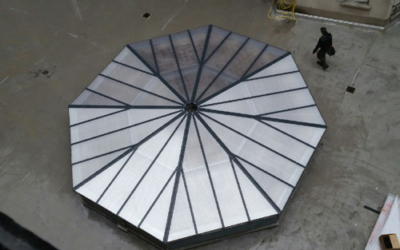 verrière en polycarbonate sur toit plat pour centre commercial